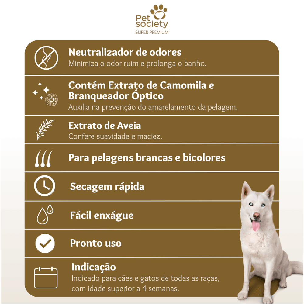 Shampoo Hydra Pelos Claros Pet Society - Imagem 3