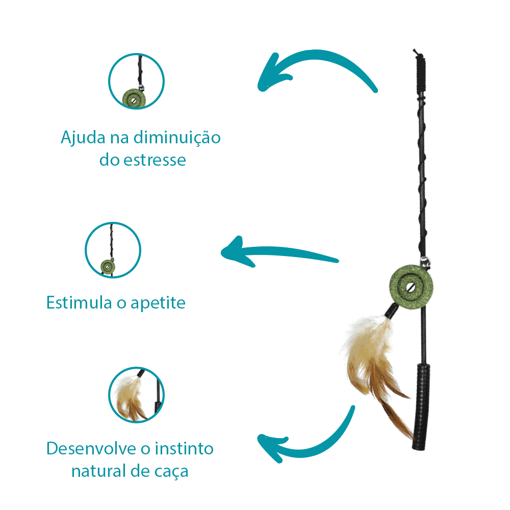 Brinquedo Roda Catnip Jambo Com Pena - Imagem 2