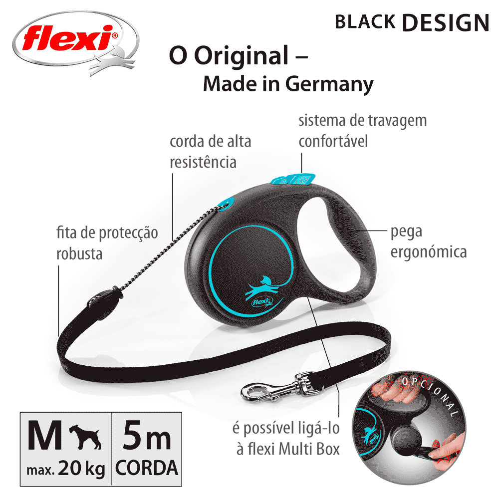 Guia Retrátil Black Design Flexi Azul - Imagem 11