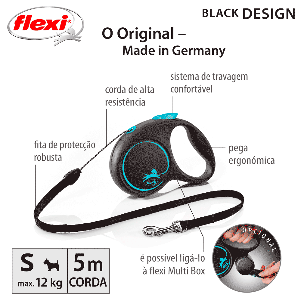 Guia Retrátil Black Design Flexi Azul - Imagem 7
