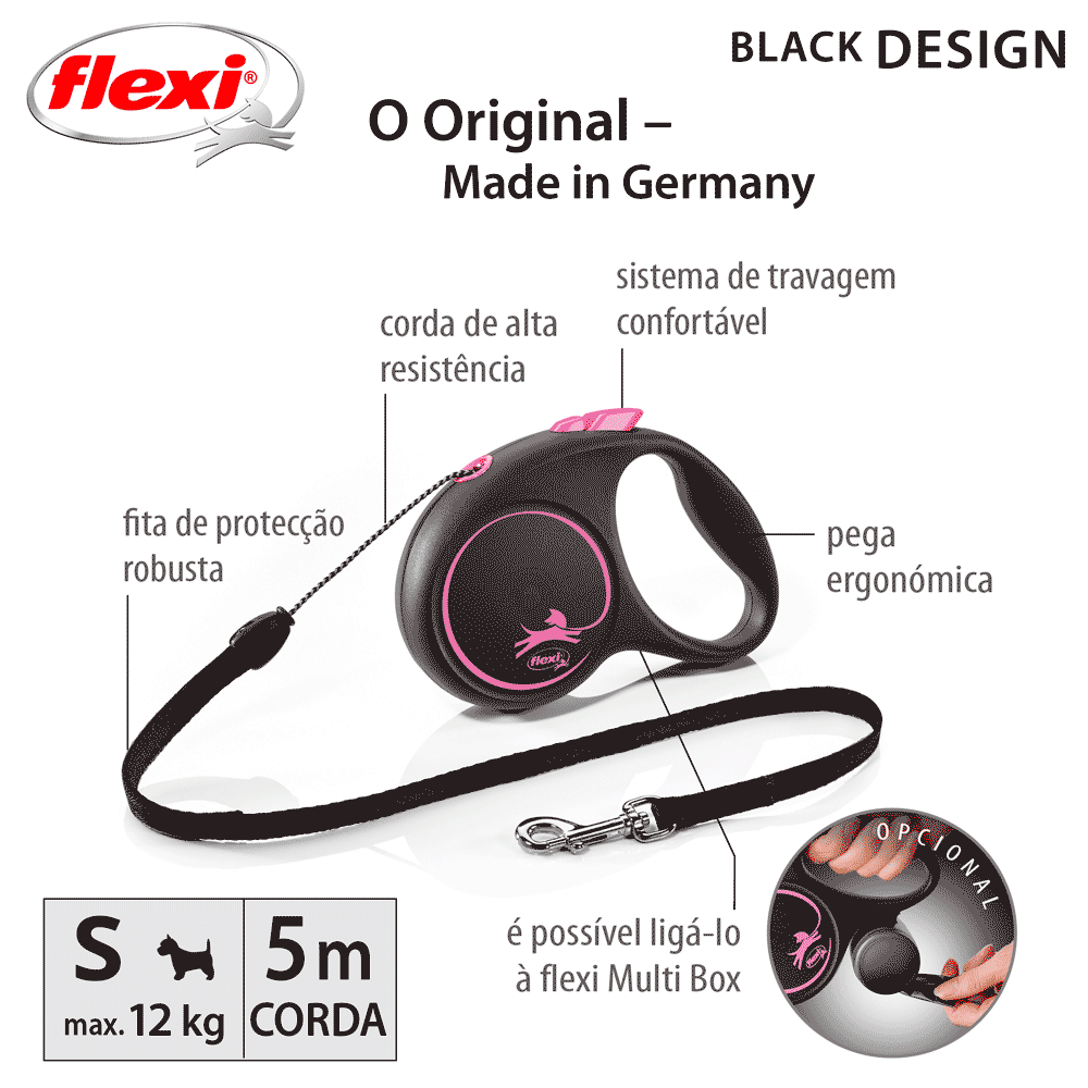 Guia Retrátil Black Design Flexi Rosa - Imagem 7