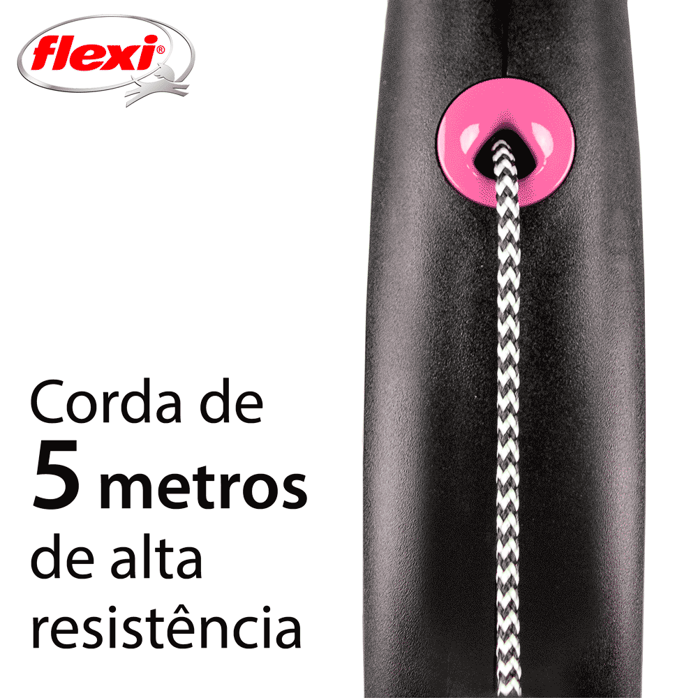 Guia Retrátil Black Design Flexi Rosa - Imagem 8