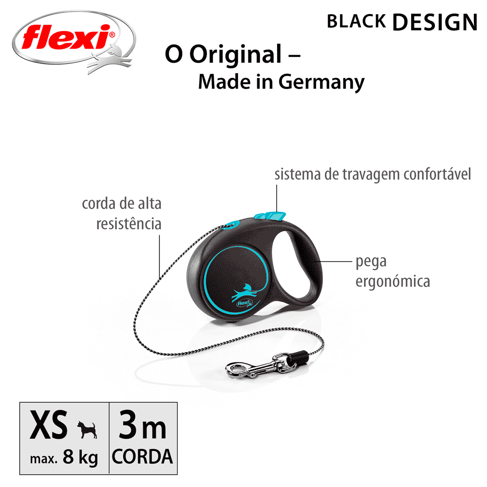 Guia Retrátil Black Design Flexi Azul - Imagem 3