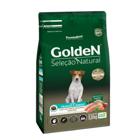 Ração Golden Seleção Natural Cães Adultos Porte Pequeno Frango e Arroz Mini Bits