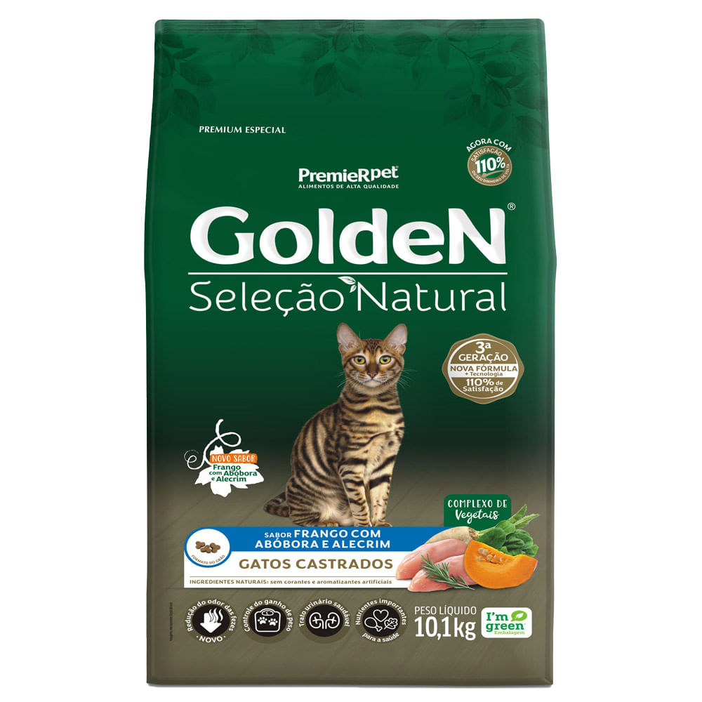 Ração Golden Seleção Natural Gatos Castrados Frango com Abóbora e Alecrim - Imagem 6