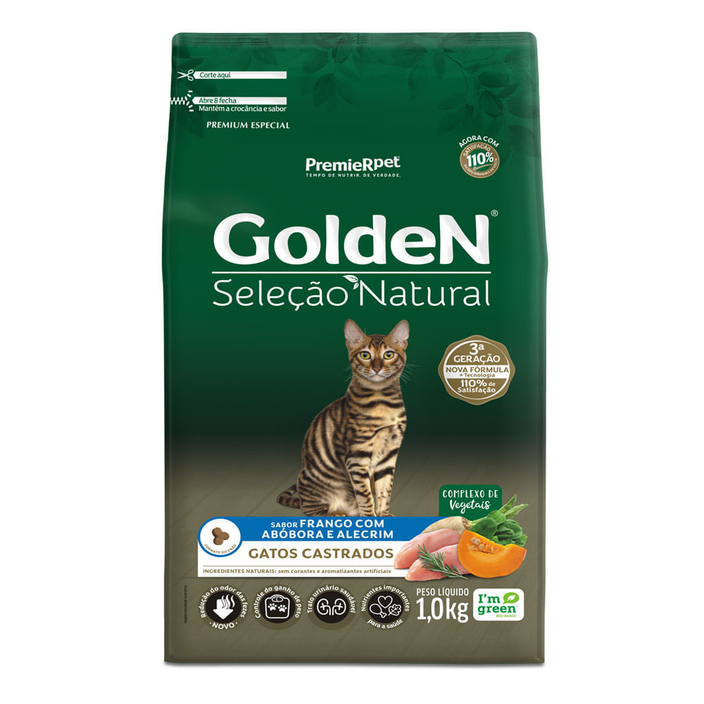 Ração Golden Seleção Natural Gatos Castrados Frango com Abóbora e Alecrim - Imagem 2